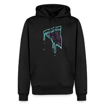 Neon Retro Pizza Time Geschenk - Männer Premium Bio Hoodie - Schwarz - Vorne - Nico (187cm)