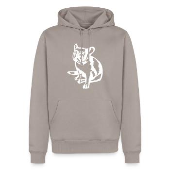 Bouledogue Français - Sweat à capuche Premium bio Homme - taupe - Devant - Nico (187cm)