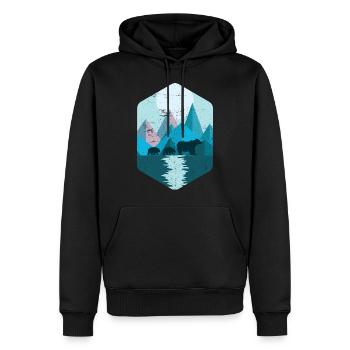 Geometrische Berge | Natur Bär Wald Wildnis Tiere - Männer Premium Bio Hoodie - Schwarz - Vorne - Nico (187cm)