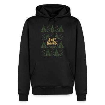 Forêt joyeux noel - Sweat à capuche Premium bio Homme - noir - Devant - Nico (187cm)