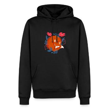 Süßer Fuchs macht ein Nickerchen - Männer Premium Bio Hoodie - Schwarz - Vorne - Nico (187cm)