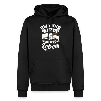 Oma und Enkel - Freunde fürs Leben - Männer Premium Bio Hoodie - Schwarz - Vorne - Nico (187cm)