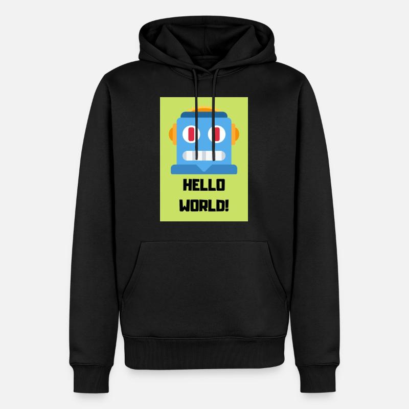 HELLO WORLD - Männer Premium Bio Hoodie - Schwarz