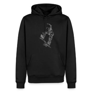 Skateboarder mit Skateboard - Männer Premium Bio Hoodie - Schwarz - Vorne - Nico (187cm)