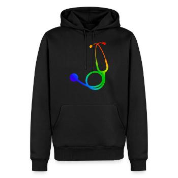 Stéthoscope de couleur | Stethoscope coloured - Sweat à capuche Premium bio Homme - noir - Devant - Nico (187cm)