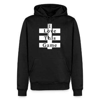 I Love this Game Football - Männer Premium Bio Hoodie - Schwarz - Vorne - Nico (187cm)