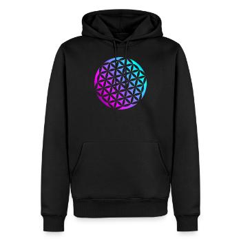 Fleur de vie - Sweat à capuche Premium bio Homme - noir - Devant - Nico (187cm)