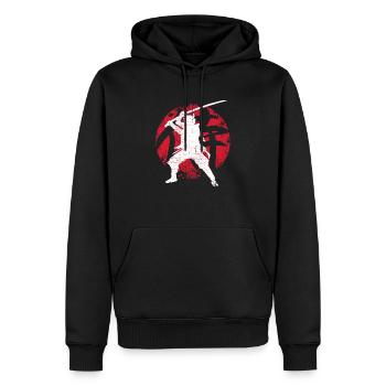 Samurai - Männer Premium Bio Hoodie - Schwarz - Vorne - Nico (187cm)