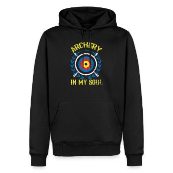 Cadeau arc long tir à l'arc - Sweat à capuche Premium bio Homme - noir - Devant - Nico (187cm)