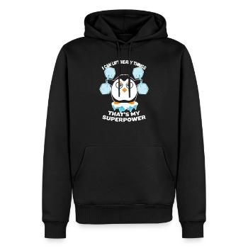 Cadeau de sport muscles de remise en forme pingouin - Sweat à capuche Premium bio Homme - noir - Devant - Nico (187cm)