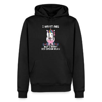 Einhorn Eis Hanteln Geschenk - Männer Premium Bio Hoodie - Schwarz - Vorne - Nico (187cm)