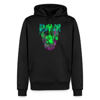 Green Acid Rave Glitch Skull - Männer Premium Bio Hoodie - Schwarz - Vorne - Nico (187cm)