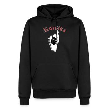 Corsica map outline flag - Men’s Premium Organic Hoodie - black - Front - Nico (187cm)