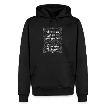 Autismus ist keine Tragödie - Ignoranz schon! - Männer Premium Bio Hoodie - Schwarz - Vorne - Nico (187cm)