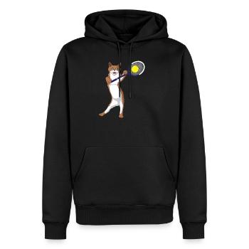 Cat plays Tennis Cat Tennis Tennis Ball Meow - Men’s Premium Organic Hoodie - black - Front - Nico (187cm)