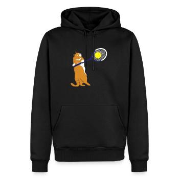 Cat plays Tennis Cat Tennis Tennis Ball Meow - Men’s Premium Organic Hoodie - black - Front - Nico (187cm)