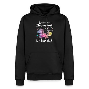 JGA Einhorn Fresst meinen Sternenstaub Hochzeit - Männer Premium Bio Hoodie - Schwarz - Vorne - Nico (187cm)