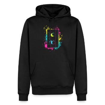 Vintage Splash Kasette 80er und 90er Geschenke - Männer Premium Bio Hoodie - Schwarz - Vorne - Nico (187cm)