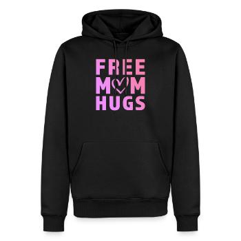 Maman gratuite embrasse violet à rose - Sweat à capuche Premium bio Homme - noir - Devant - Nico (187cm)