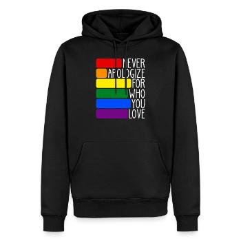 LGBT mariage gay drapeau arc-en-ciel cadeau CSD - Sweat à capuche Premium bio Homme - noir - Devant - Nico (187cm)