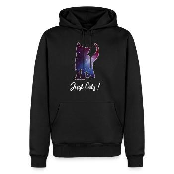 Chat chaton silhouette espace chat galaxie - Sweat à capuche Premium bio Homme - noir - Devant - Nico (187cm)