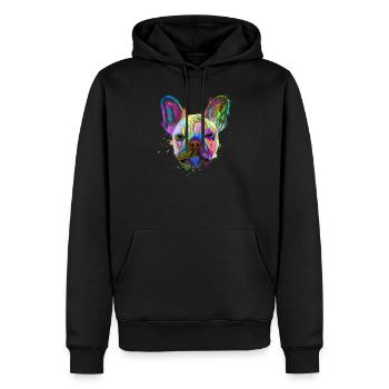 Cadeau de bouledogue français Bouledogue français - Sweat à capuche Premium bio Homme - noir - Devant - Nico (187cm)
