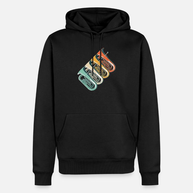 Retro Tuba Spieler Geschenk Vintage Geschenkidee - Männer Premium Bio Hoodie - Schwarz