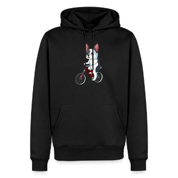 Bouledogue français sur bicyclette bouledogue français - Sweat à capuche Premium bio Homme - noir - Devant - Nico (187cm)