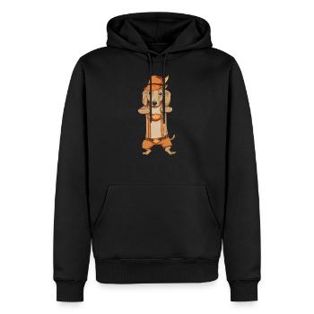 Dackel Tracht Hund Lederhose Bayrisch Geschenk - Männer Premium Bio Hoodie - Schwarz - Vorne - Nico (187cm)