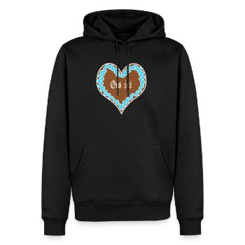 Ois isi - bayrisches Lebkuchen Herz Blau - Wiesn - Männer Premium Bio Hoodie - Schwarz - Vorne - Nico (187cm)