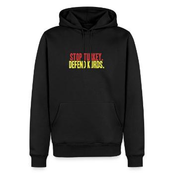 Stop Turkey, defend Kurds | Save Rojava - Männer Premium Bio Hoodie - Schwarz - Vorne - Nico (187cm)