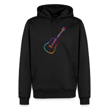 Dégradé de couleur Guitare acoustique - Sweat à capuche Premium bio Homme - noir - Devant - Nico (187cm)