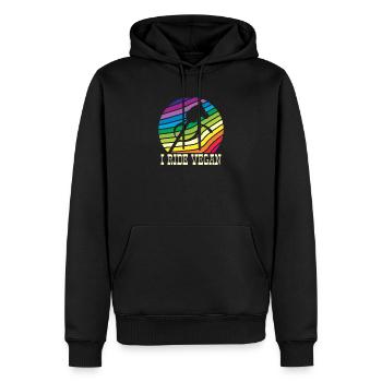 Je chevauche un cavalier amateur de cheval végétalien - Sweat à capuche Premium bio Homme - noir - Devant - Nico (187cm)