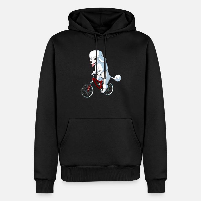 Chien caniche sur un vélo - Sweat à capuche Premium bio Homme - noir