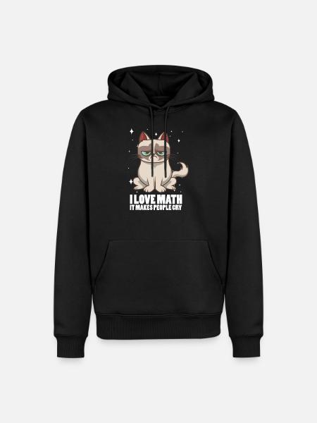 Lustiges Katzen Shirt Ich liebe Mathe - Männer Premium Bio Hoodie - Schwarz