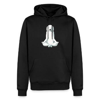 Yoga Great Pyrenees Dog - Men’s Premium Organic Hoodie - black - Front - Nico (187cm)