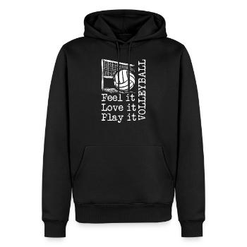 L'amour du volleyball - Sweat à capuche Premium bio Homme - noir - Devant - Nico (187cm)