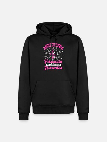 Friseurin Schere - Männer Premium Bio Hoodie - Schwarz