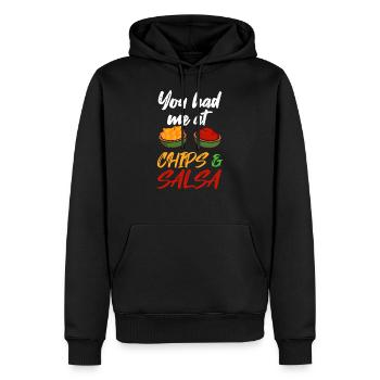 Chips und Salsa Spruch - Männer Premium Bio Hoodie - Schwarz - Vorne - Nico (187cm)
