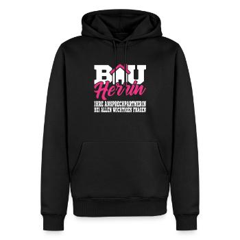 Bauherrin Shirt Geschenk für Bauherrin Hausbau - Männer Premium Bio Hoodie - Schwarz - Vorne - Nico (187cm)