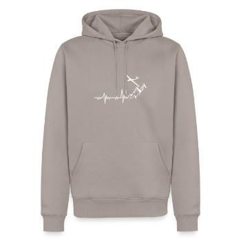 Pilote de planeur glissant battement de coeur montagne - Sweat à capuche Premium bio Homme - taupe - Devant - Nico (187cm)