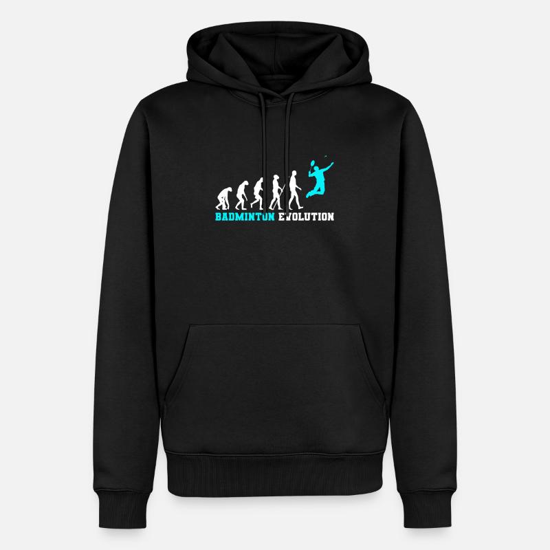 Badminton Evolution - Männer Premium Bio Hoodie - Schwarz