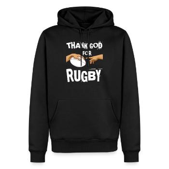 Maillot rugby mains de Michel-Ange - Sweat à capuche Premium bio Homme - noir - Devant - Nico (187cm)