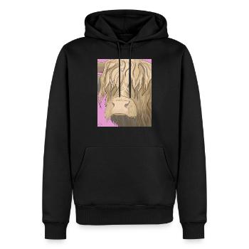 Pink Highland Cow Illustration - Men’s Premium Organic Hoodie - black - Front - Nico (187cm)