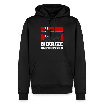 Norwegen Expedition Berge Elch Flagge - Männer Premium Bio Hoodie - Schwarz - Vorne - Nico (187cm)