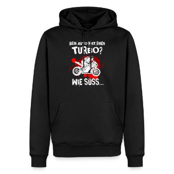 Motorrad Turbo Superbike lustiger Spruch - Männer Premium Bio Hoodie - Schwarz - Vorne - Nico (187cm)