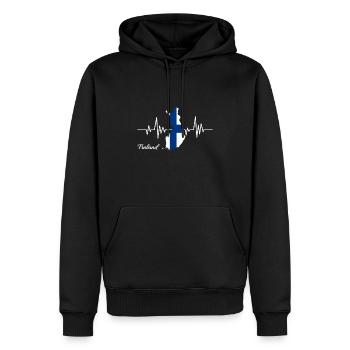 Finnland Herzschlag Geschenkidee - Männer Premium Bio Hoodie - Schwarz - Vorne - Nico (187cm)