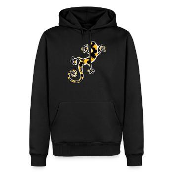 Gelb und Schwarz beschmutzter Leopardgecko - Männer Premium Bio Hoodie - Schwarz - Vorne - Nico (187cm)