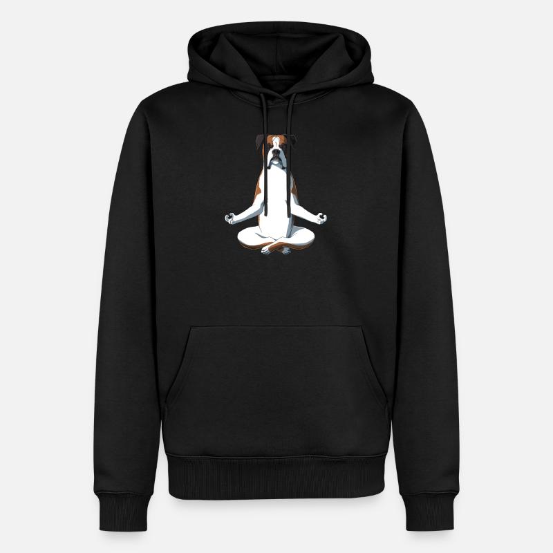 Yoga Boxer chien - Sweat à capuche Premium bio Homme - noir