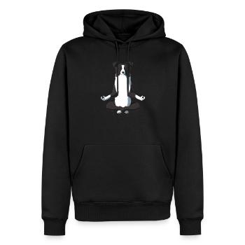 Yoga Border Collie - Männer Premium Bio Hoodie - Schwarz - Vorne - Nico (187cm)